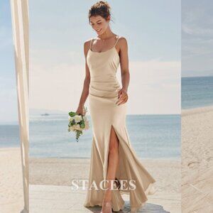 Stacees Champagne Full-length Bridesmaid Dress